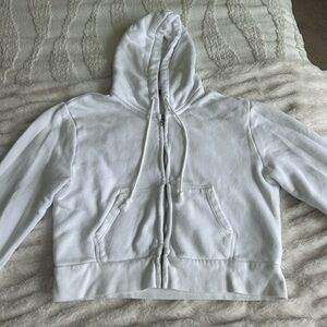 Brandy Melville white cropped zip-up hoodie